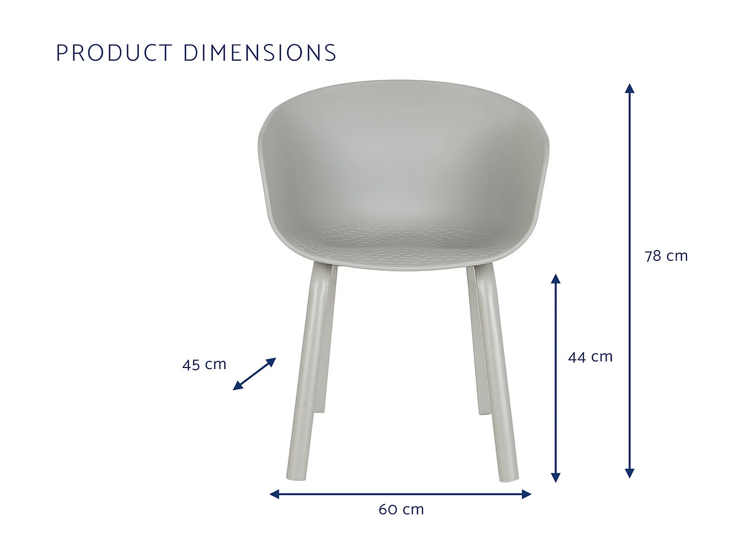 PP METALEN STOEL 60X55X78 LICHTGRIJS, ideaal voor uw huis. Voeg glamour en een speciaal tintje toe aan uw huis.