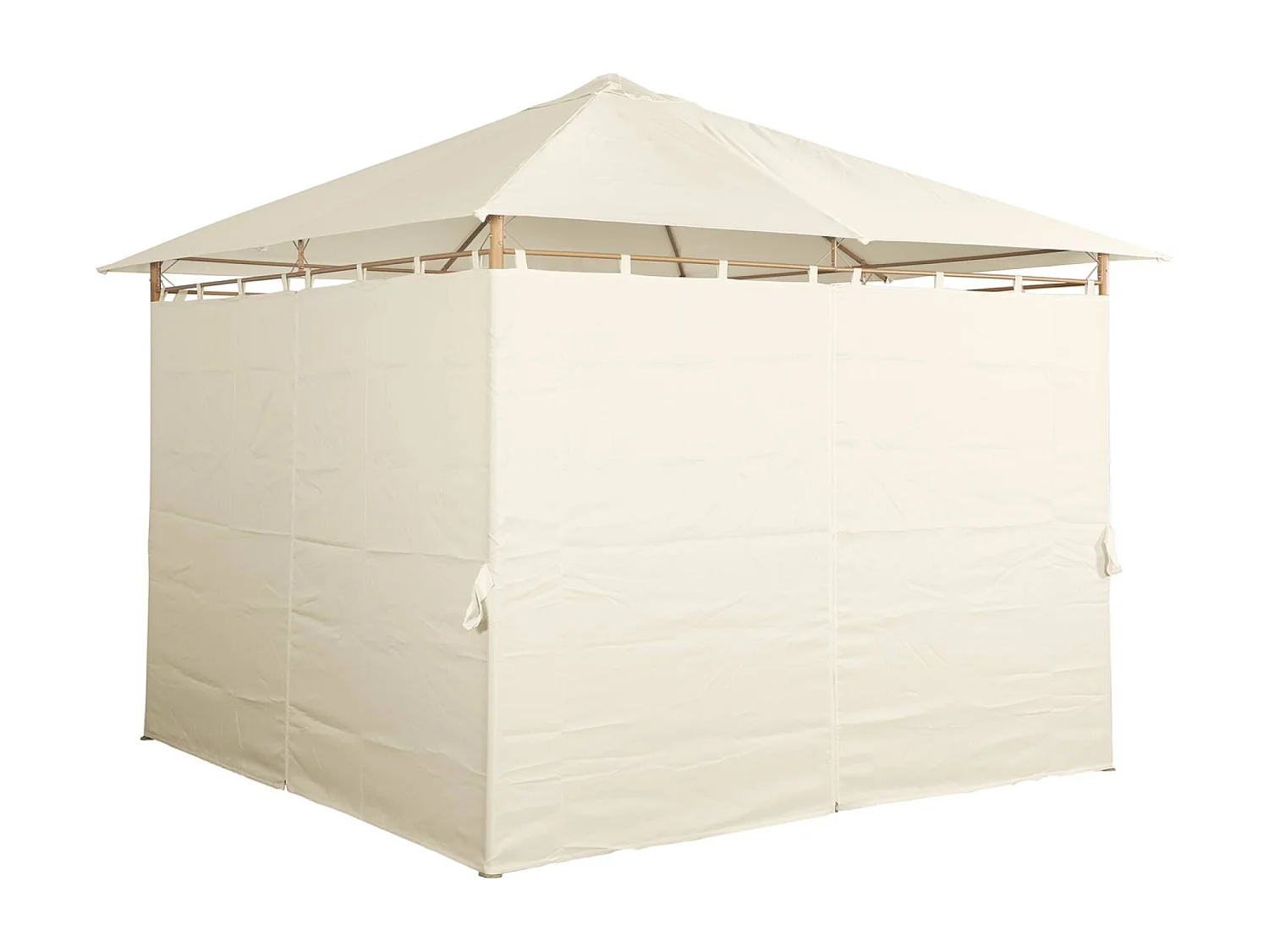 Tonnelle 3x3 m - Elusa -  Imitation bois. toile écru - Pergola avec rideaux. tente de jardin. barnum. chapiteau. réception