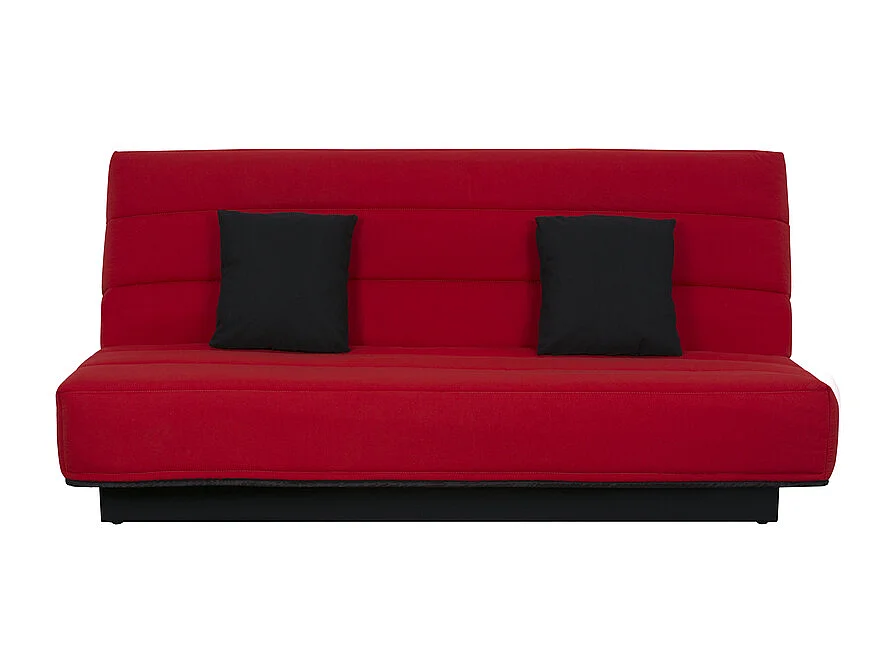 Banquette Clic-Clac MELISSA 3 places 120x190 cm, tissu rouge, convertible BZ avec rangement