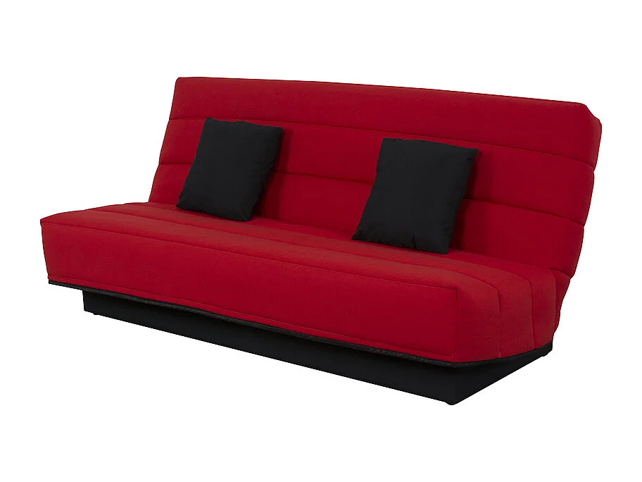 Banquette Clic-Clac MELISSA 3 places 120x190 cm, tissu rouge, convertible BZ avec rangement