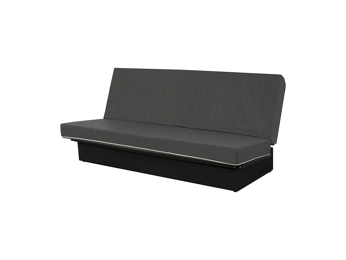 Banquette Clic-Clac 3 places MELISSA 120x190 cm Tissu Gris Confort Mousse Polyéther et Coussins