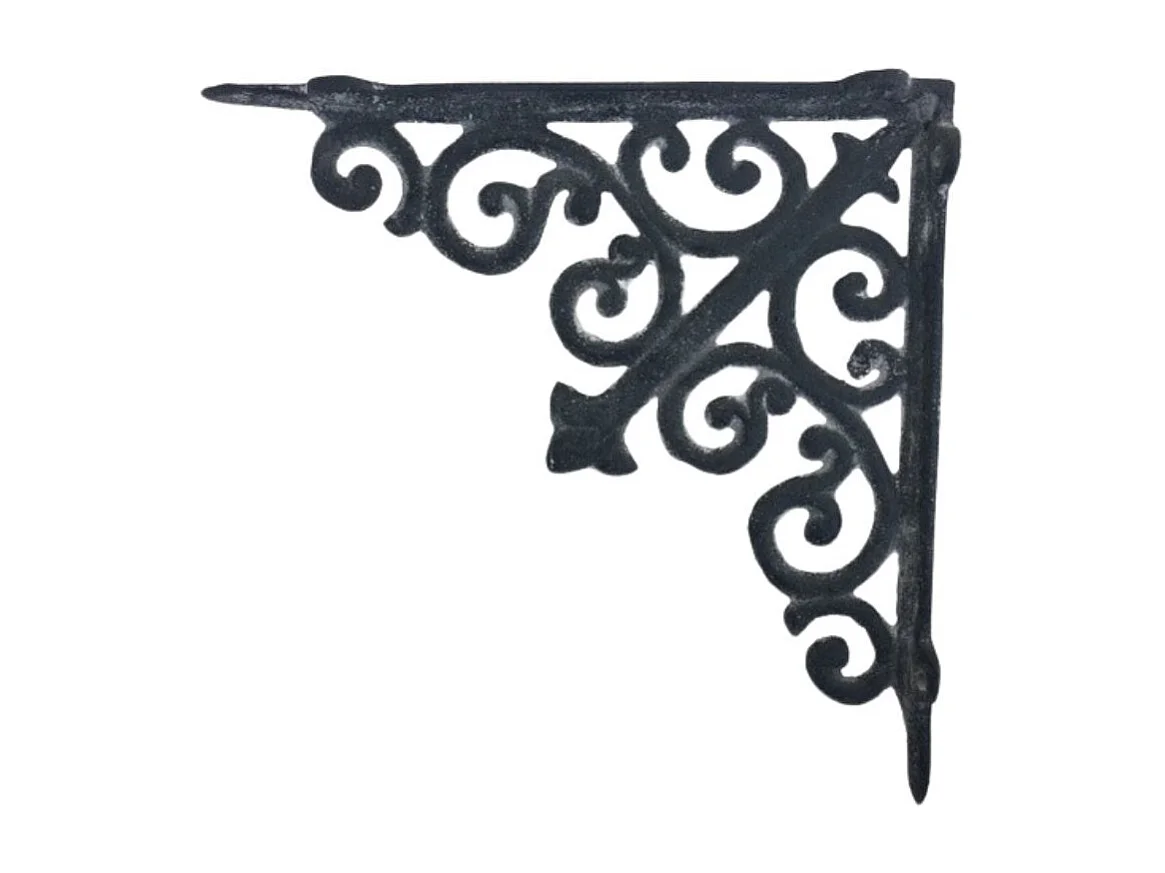 Equerre fixation étagère vintage ancienne fonte grise 25 x 25 cm