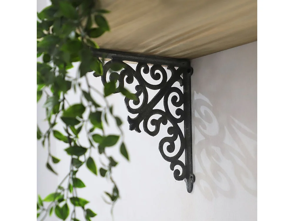 Equerre fixation étagère vintage ancienne fonte grise 25 x 25 cm