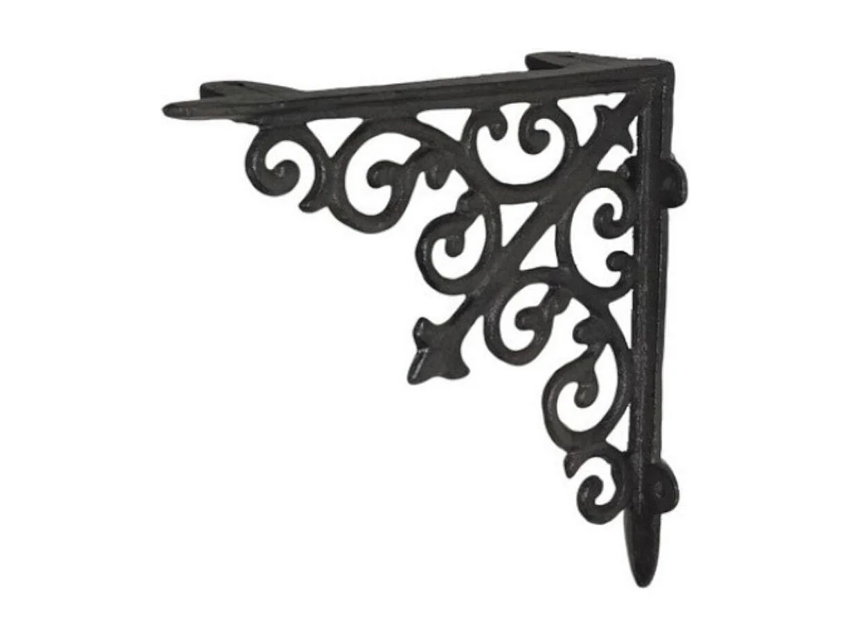 Equerre fixation étagère vintage ancienne fonte noire 20 x 21 cm