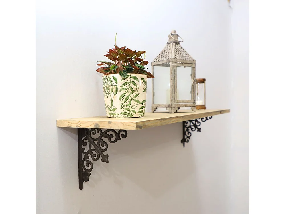 Equerre fixation étagère vintage ancienne fonte noire 20 x 21 cm