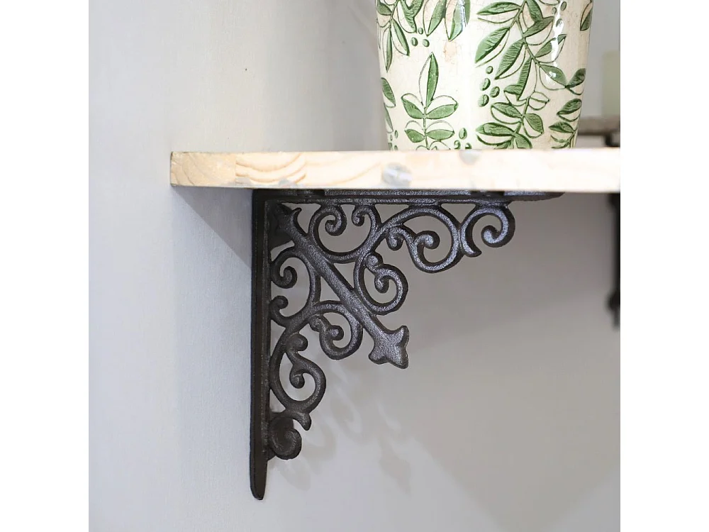 Equerre fixation étagère vintage ancienne fonte noire 20 x 21 cm