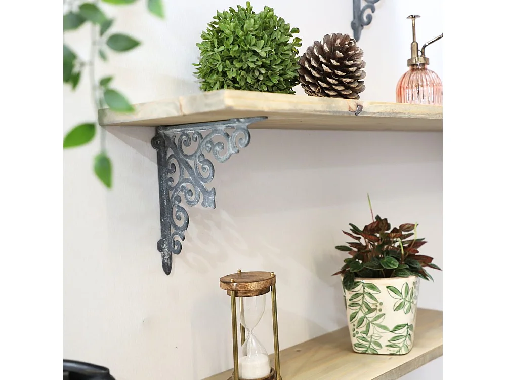 Equerre fixation étagère vintage ancienne fonte grise 20 x 21 cm