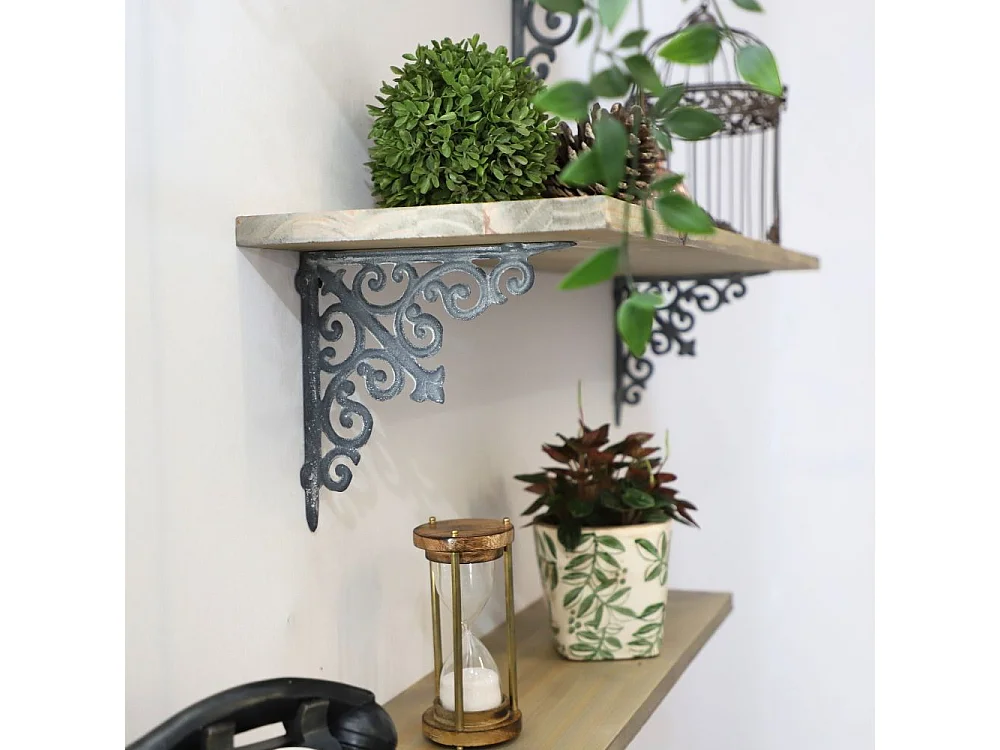 Equerre fixation étagère vintage ancienne fonte grise 20 x 21 cm