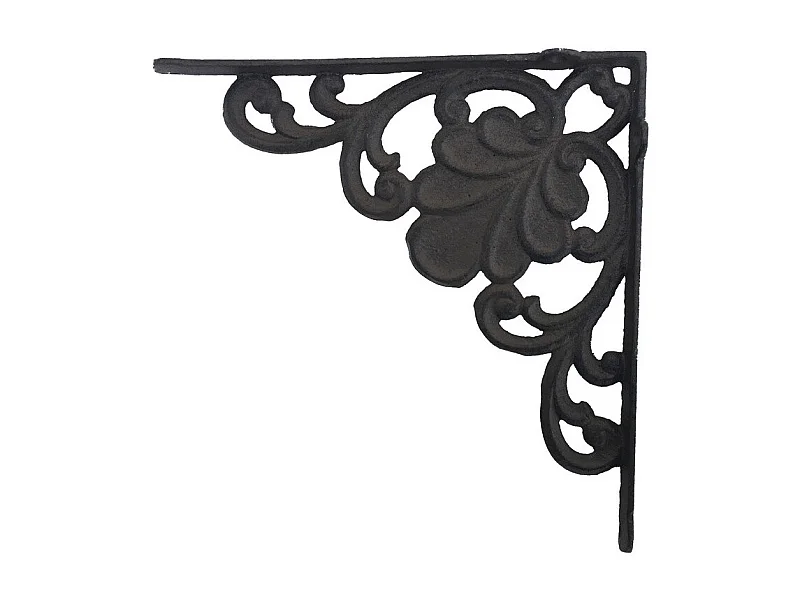 Equerre fixation étagère vintage ancienne fonte marron 23 x 24 cm