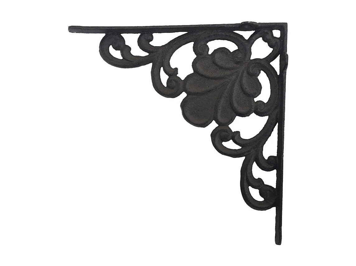 Equerre fixation étagère vintage ancienne fonte marron 23 x 24 cm