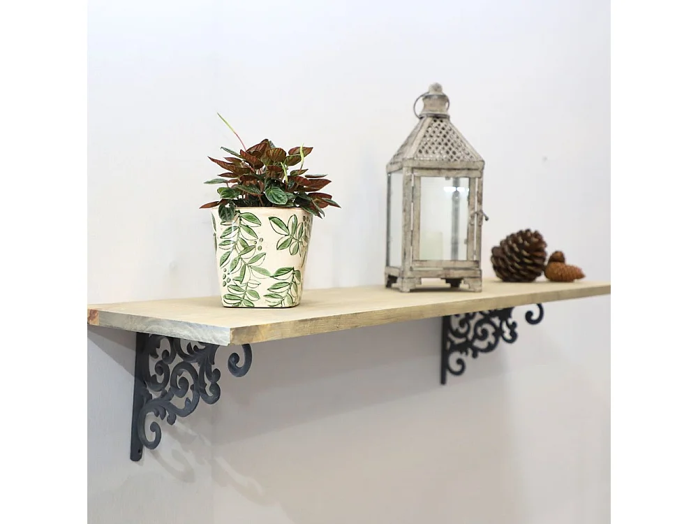 Équerre fixation étagère vintage ancienne fonte grise 24 x 20 cm