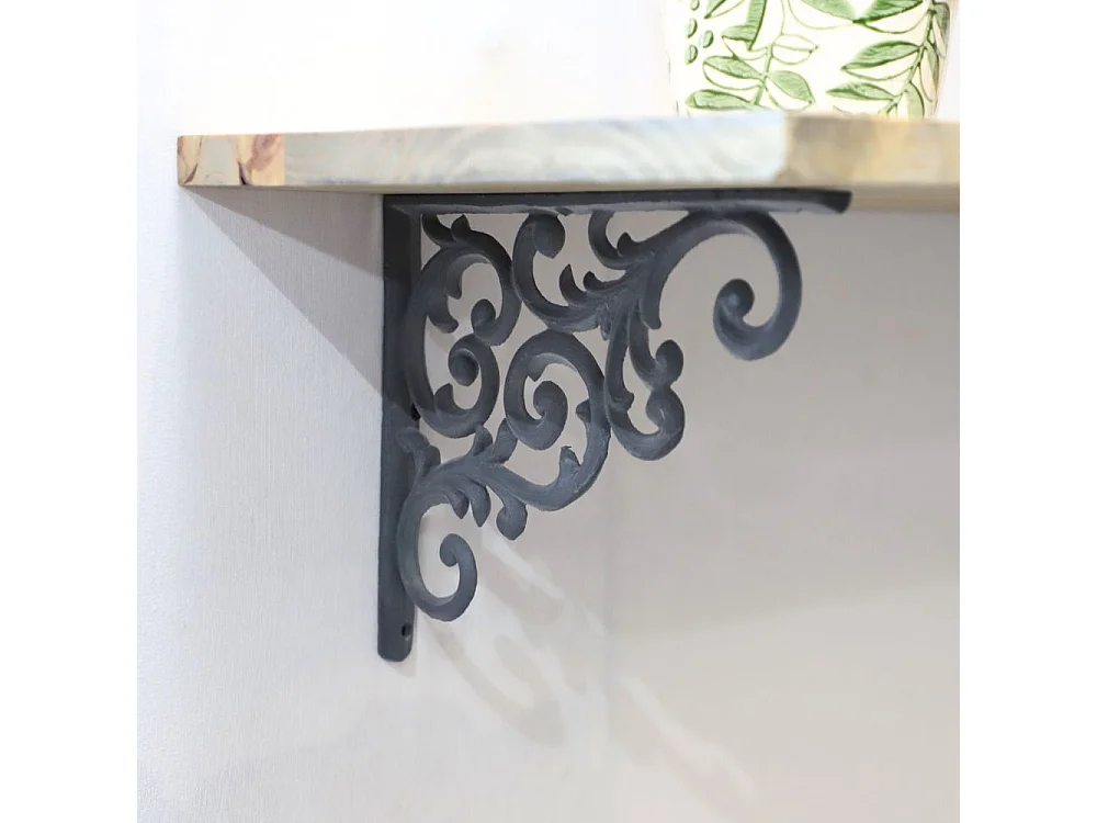 Équerre fixation étagère vintage ancienne fonte grise 24 x 20 cm