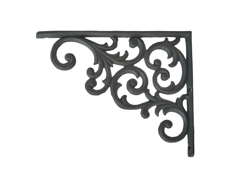 Équerre fixation étagère vintage ancienne fonte grise 24 x 20 cm