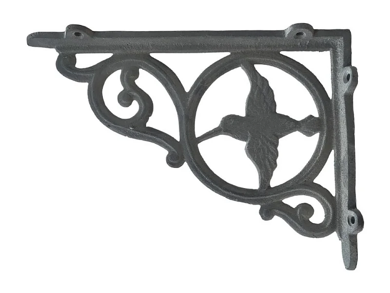 Équerre fixation étagère vintage ancienne fonte grise 23 x 16.5 x 2 cm