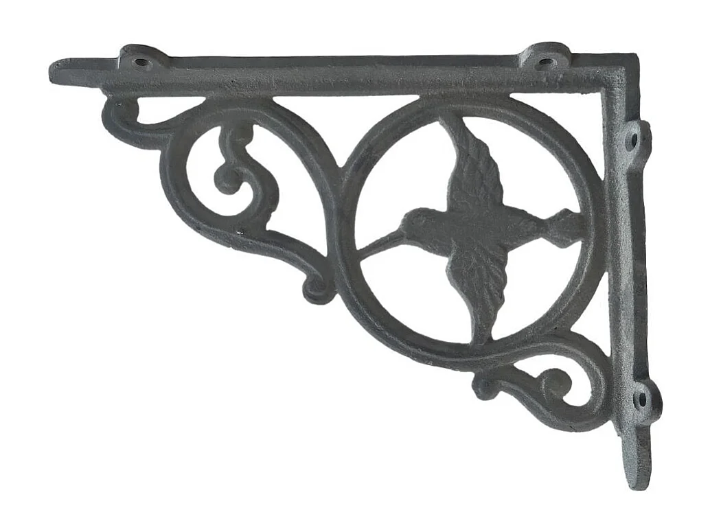 Équerre fixation étagère vintage ancienne fonte grise 23 x 16.5 x 2 cm