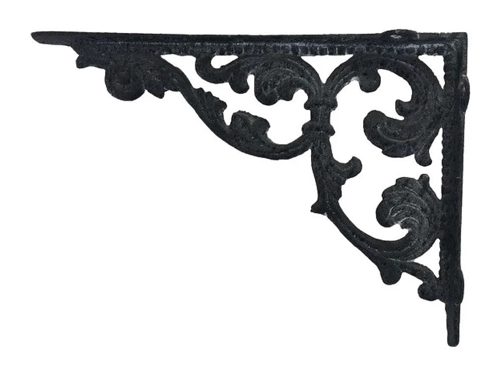 Equerre fixation étagère vintage ancienne fonte grise 28.5 x 21 cm