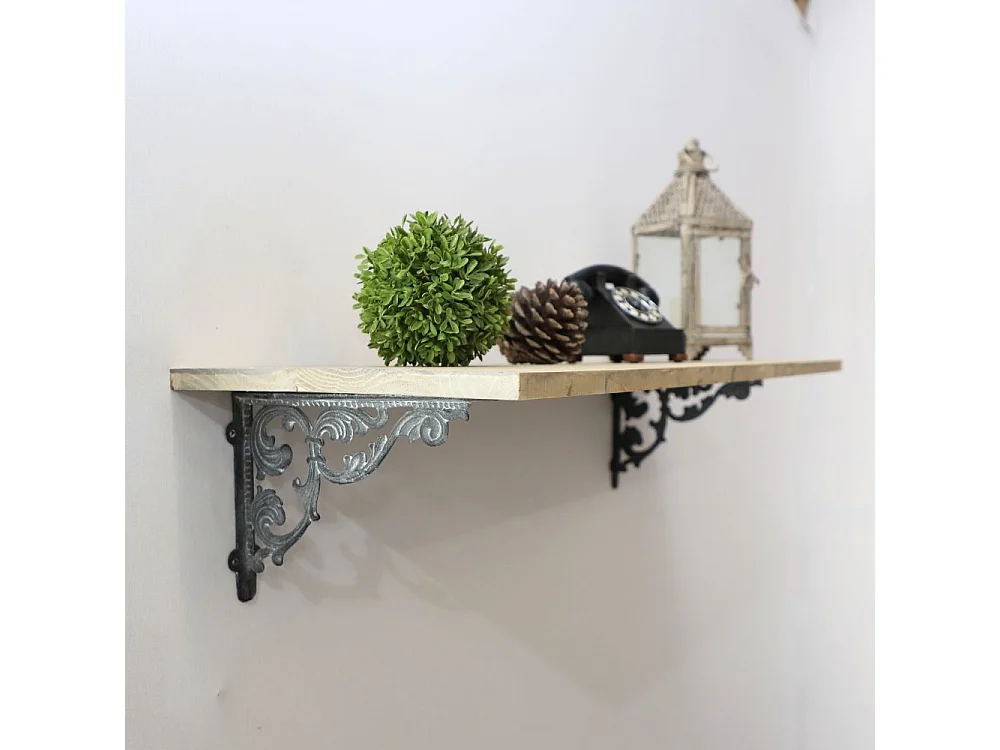 Equerre fixation étagère vintage ancienne fonte grise 28.5 x 21 cm