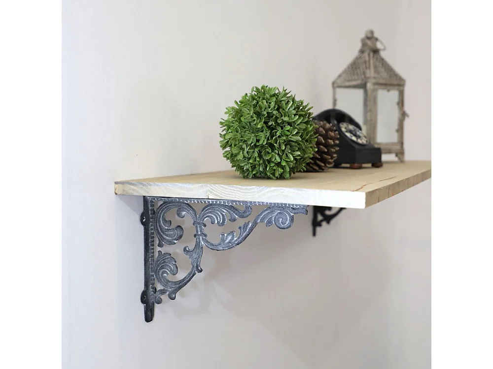 Equerre fixation étagère vintage ancienne fonte grise 28.5 x 21 cm