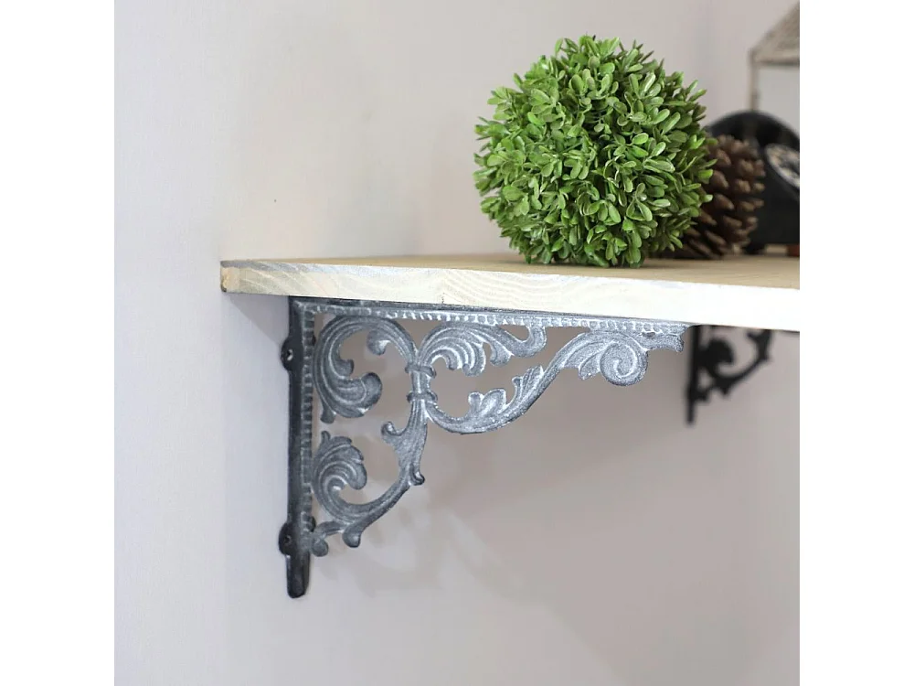 Equerre fixation étagère vintage ancienne fonte grise 28.5 x 21 cm