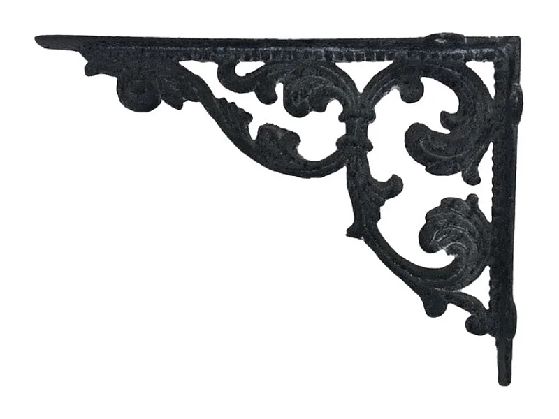 Equerre fixation étagère vintage ancienne fonte grise 28.5 x 21 cm