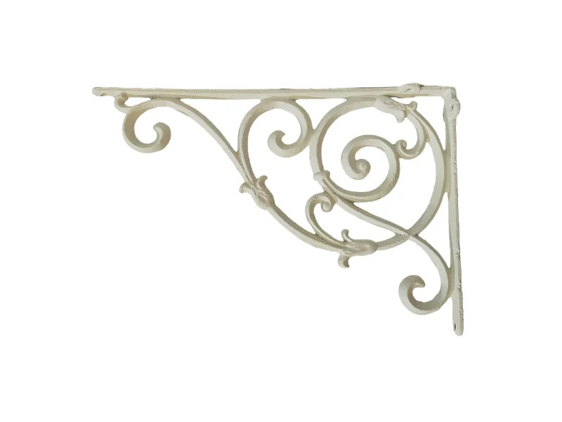 Équerre fixation étagère vintage ancienne fonte blanche 26 x 18 cm