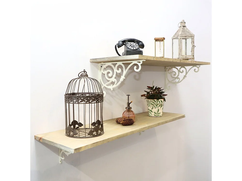 Équerre fixation étagère vintage ancienne fonte blanche 26 x 18 cm