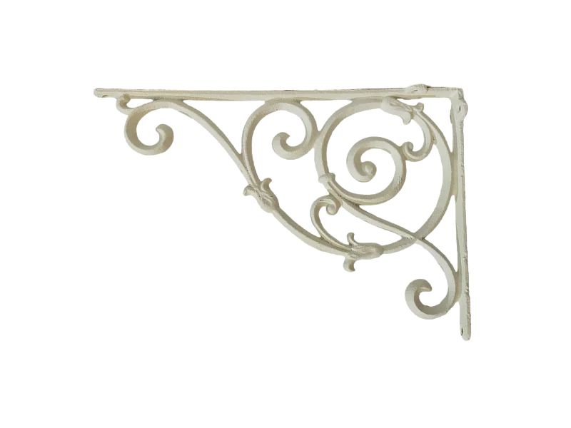 Équerre fixation étagère vintage ancienne fonte blanche 26 x 18 cm