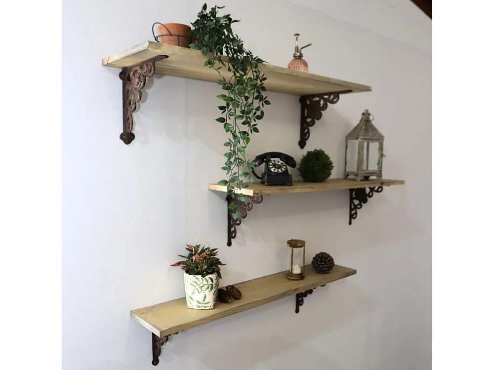 Equerre fixation étagère vintage ancienne fonte marron 23 x 24 cm