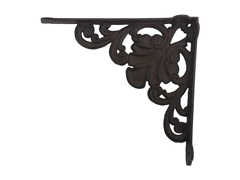 Equerre fixation étagère vintage ancienne fonte marron 23 x 24 cm