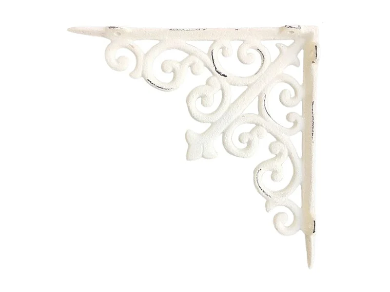 Equerre fixation étagère vintage ancienne fonte blanche 20 x 20 cm