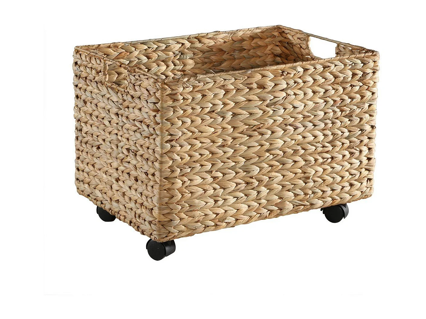 Coffre à jouet à roulettes en jacinthe d'eau - L50 cm