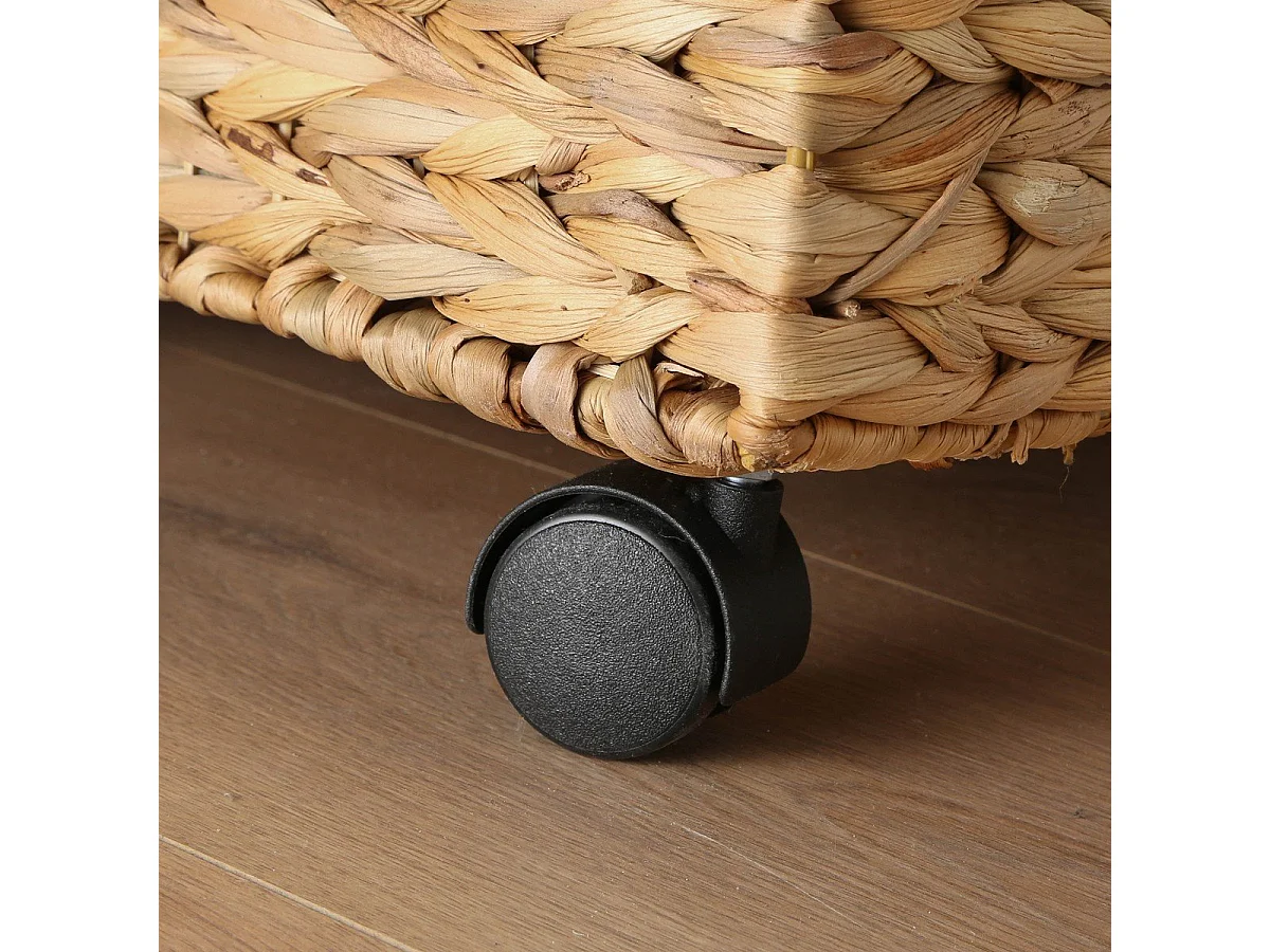 Coffre à jouet à roulettes en jacinthe d'eau - L50 cm