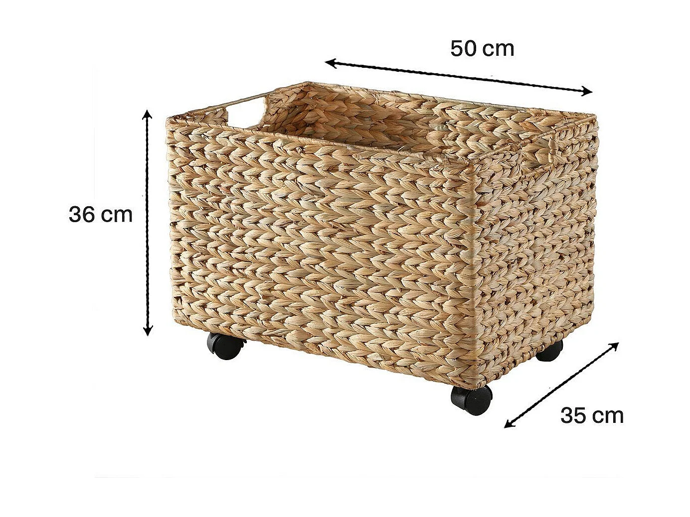 Coffre à jouet à roulettes en jacinthe d'eau - L50 cm