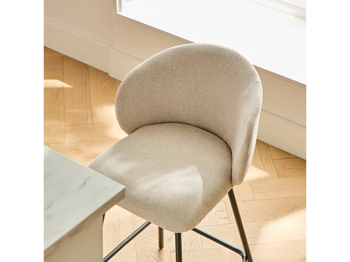 2er-Set Hocker aus meliertem Stoff mit Metallbeinen - SORREL