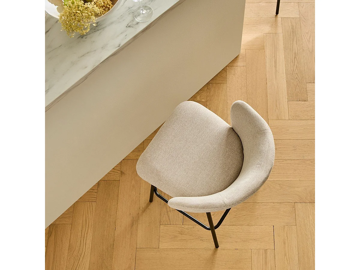 2er-Set Hocker aus meliertem Stoff mit Metallbeinen - SORREL