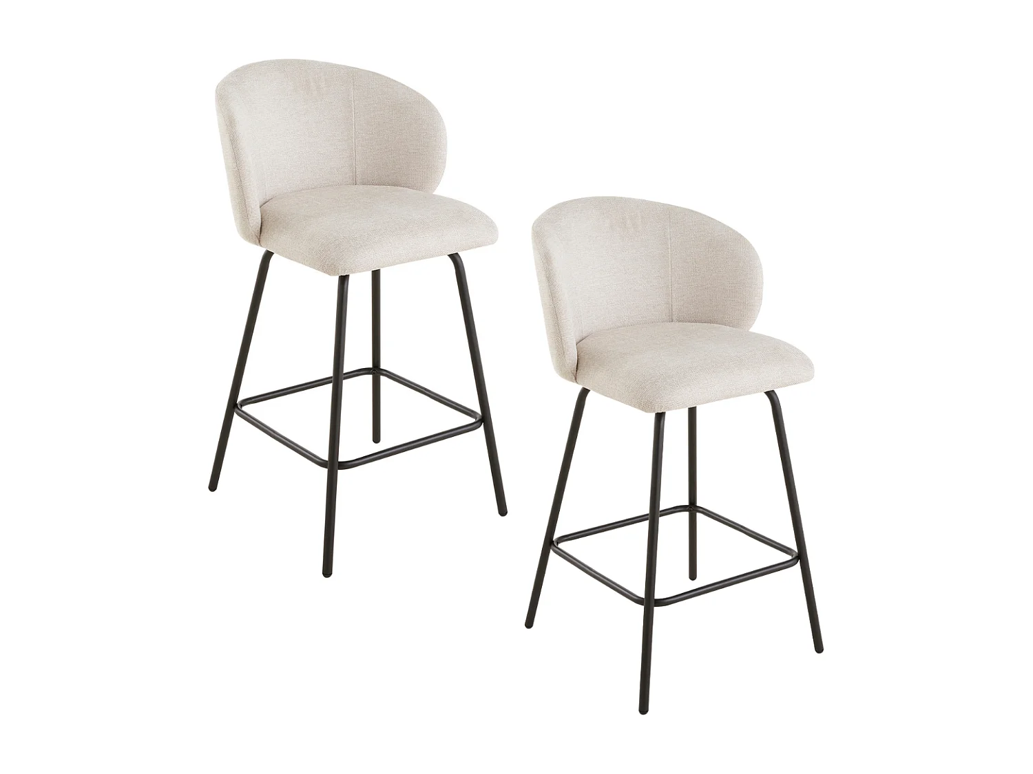 2er-Set Hocker aus meliertem Stoff mit Metallbeinen - SORREL