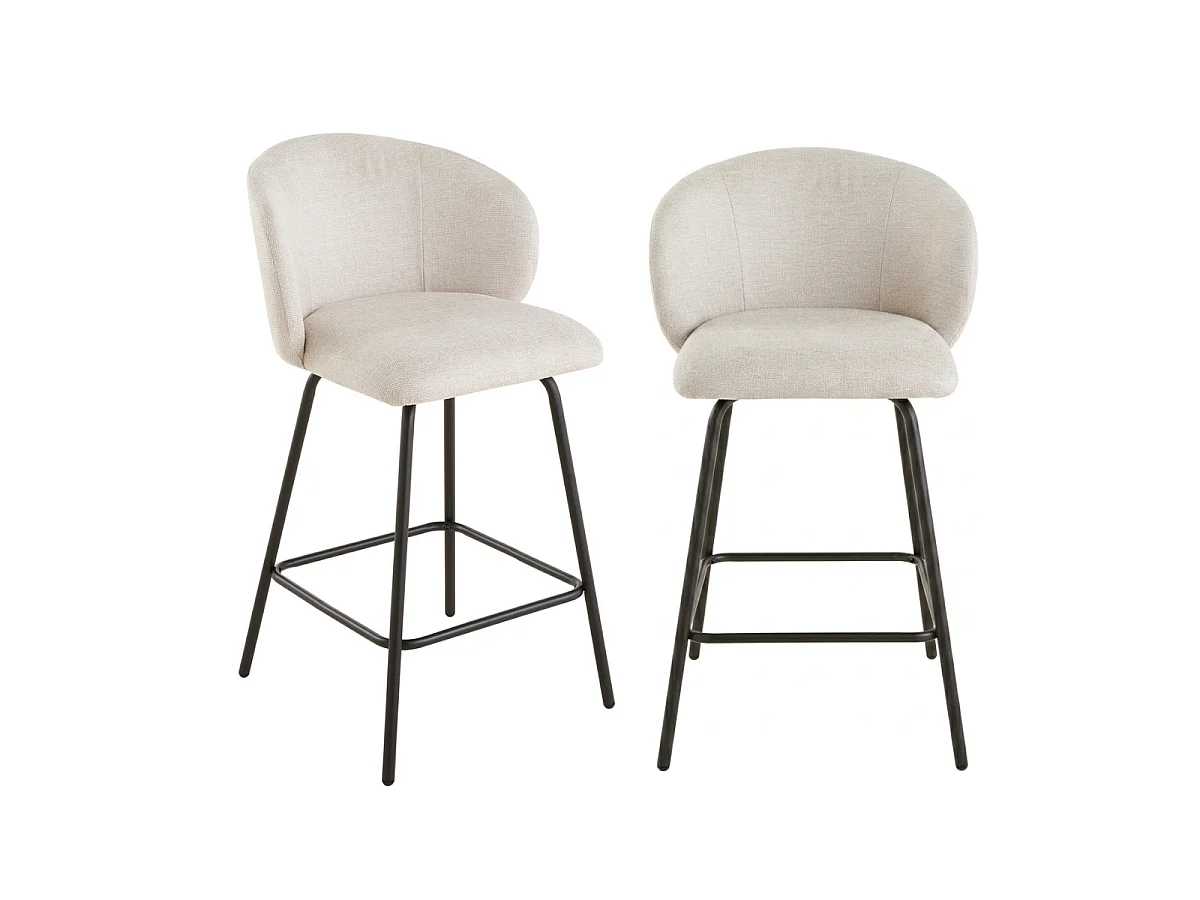 Lot de 2 tabourets en tissu chiné et pieds en métal SORREL