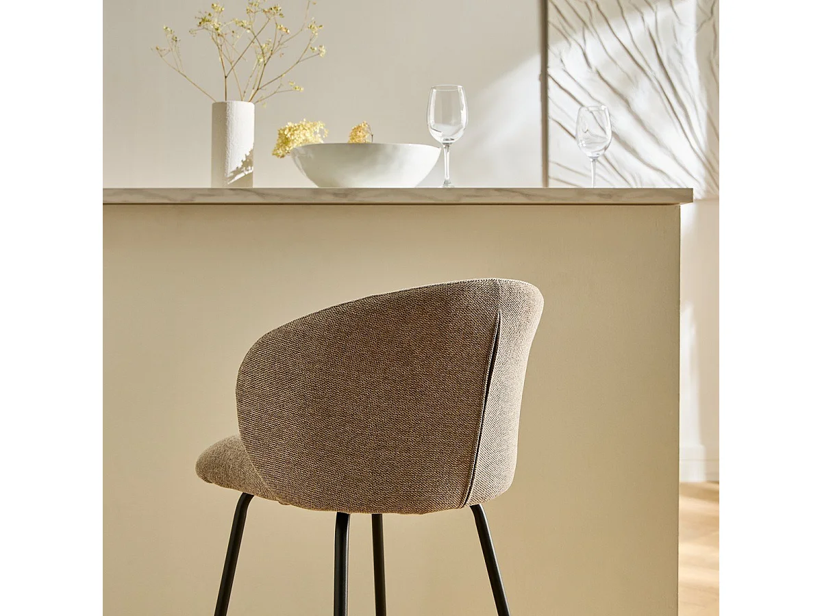 2er-Set Hocker aus meliertem Stoff mit Metallbeinen - SORREL