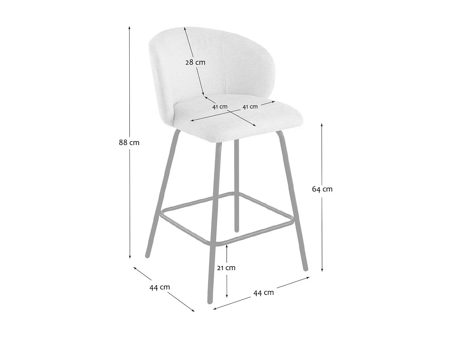 2er-Set Hocker aus meliertem Stoff mit Metallbeinen - SORREL