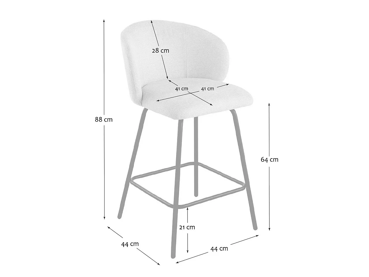 Lot de 2 tabourets en tissu chiné et pieds en métal SORREL