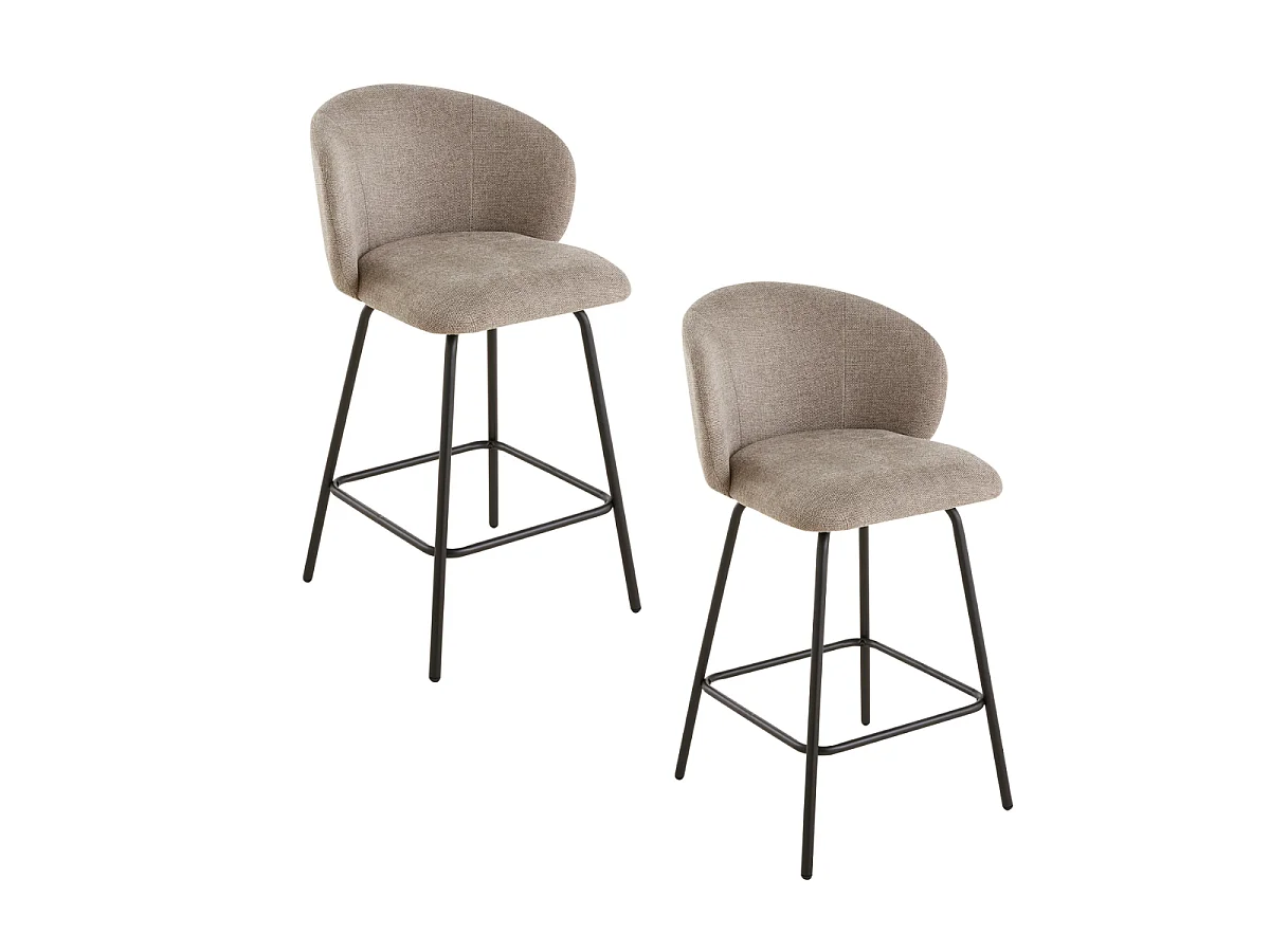 Lot de 2 tabourets en tissu chiné et pieds en métal SORREL