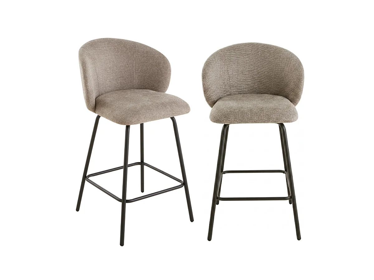 Lot de 2 tabourets en tissu chiné et pieds en métal SORREL