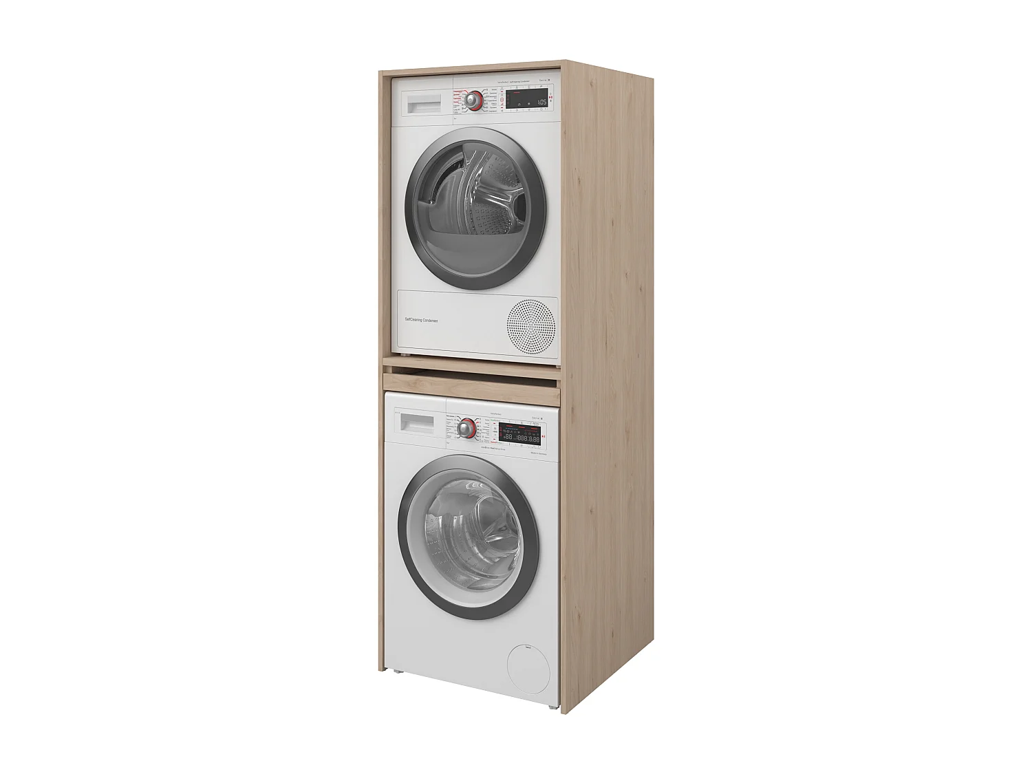 Meuble pour machine à laver et sèche-linge – Naturel clair – L64 x H184 cm – ERKANO