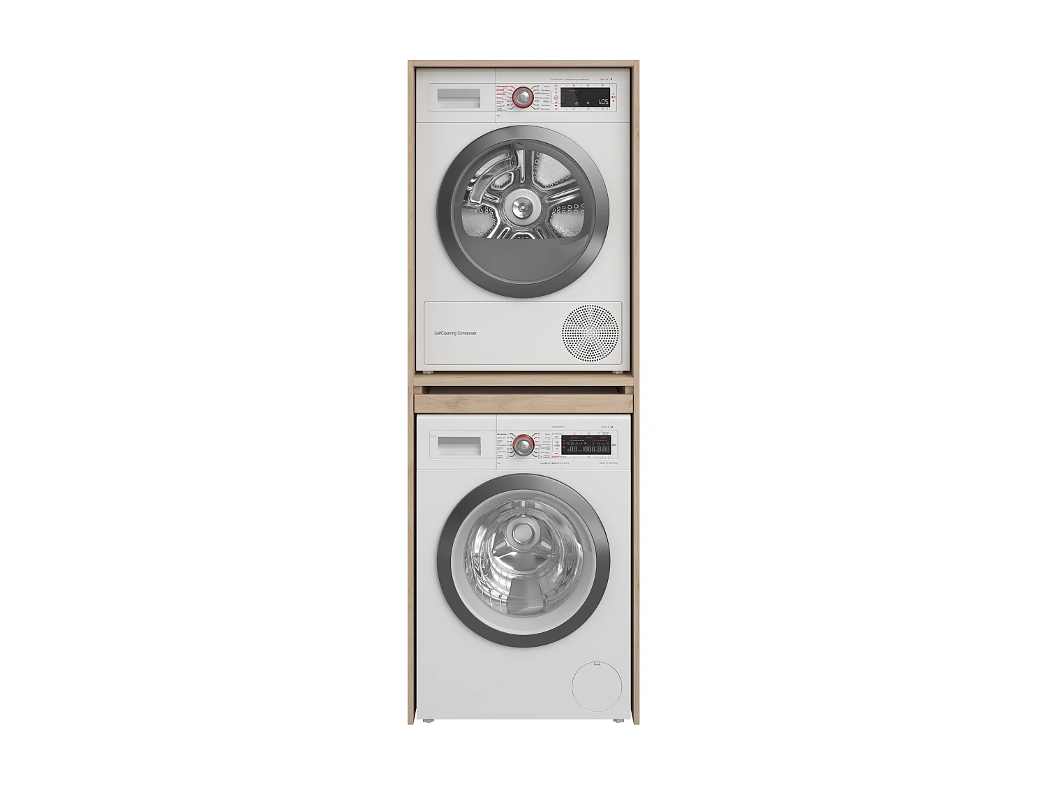 Meuble pour machine à laver et sèche-linge – Naturel clair – L64 x H184 cm – ERKANO