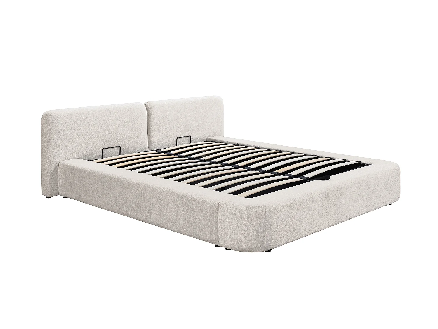 Lit coffre 160 x 200 cm - Tissu - Beige + Matelas - JUDALO de Maison Céphy