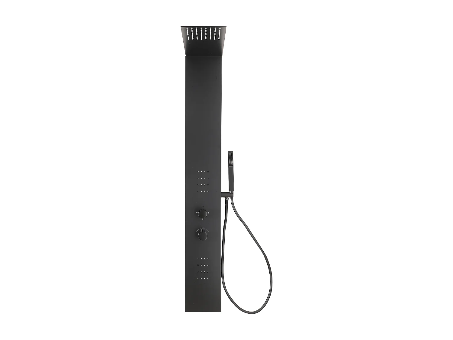 Colonne de douche hydromassante thermostatique - Noir mat - L20 x H140 cm - ZAZIA