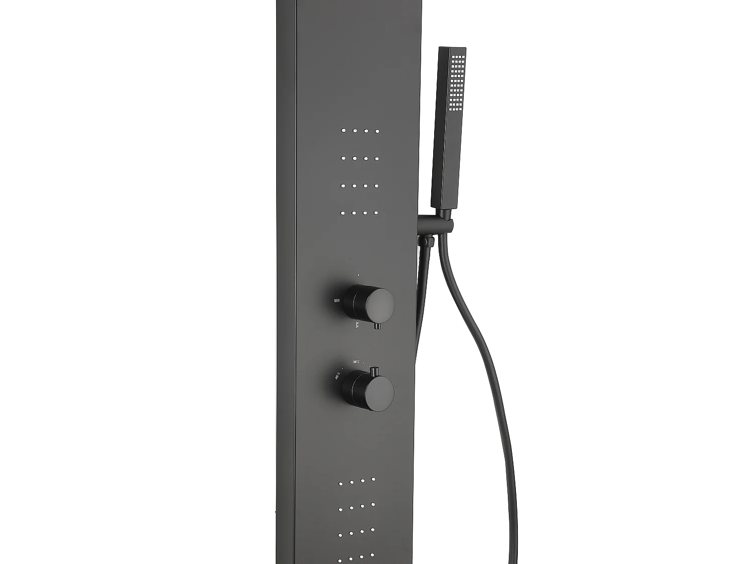 Colonne de douche hydromassante thermostatique - Noir mat - L20 x H140 cm - ZAZIA