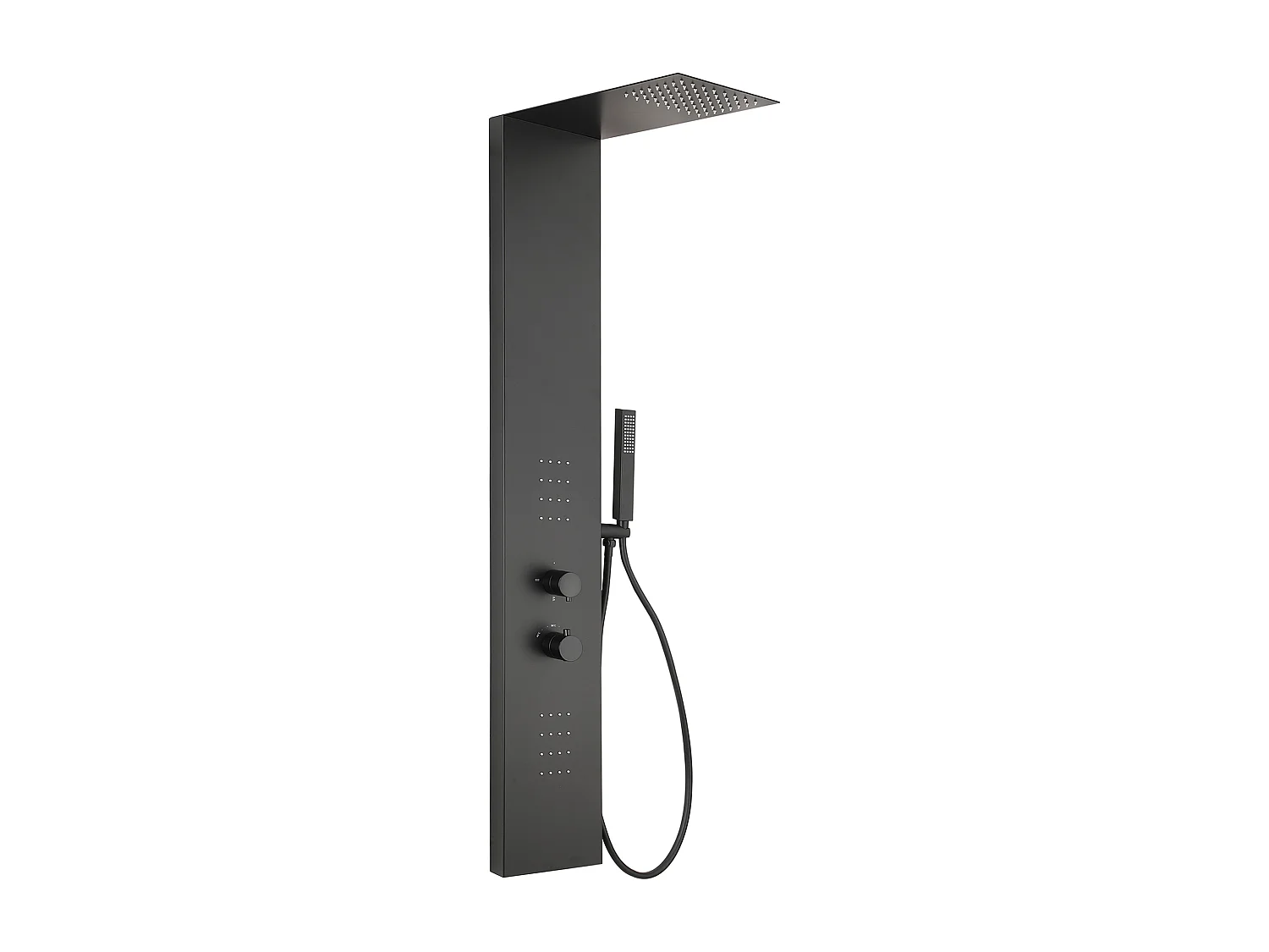 Colonne de douche hydromassante thermostatique - Noir mat - L20 x H140 cm - ZAZIA
