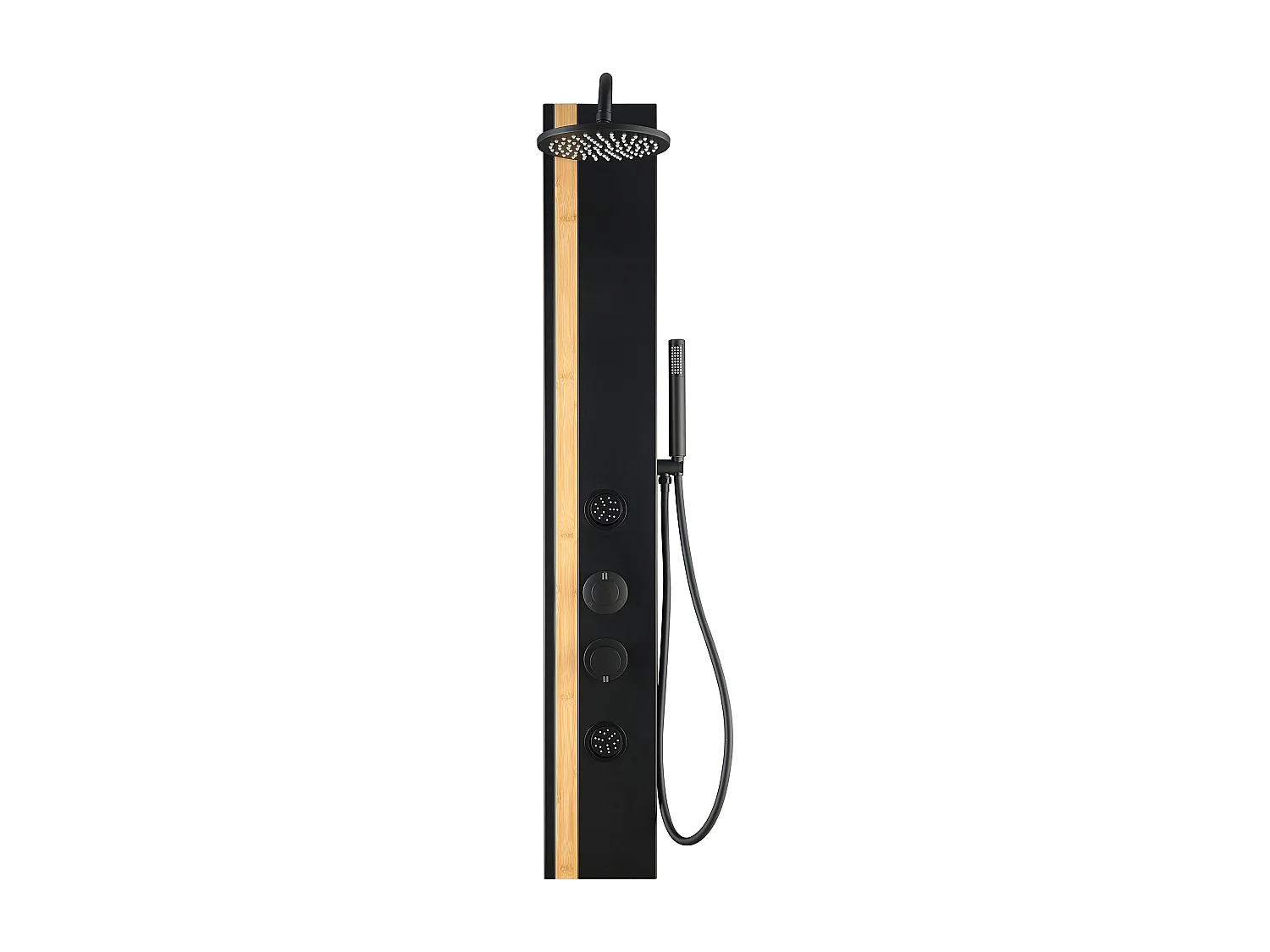 Colonne de douche hydromassante en aluminium et bambou - Mitigeur mécanique - P40 x H140 cm - ORLETA