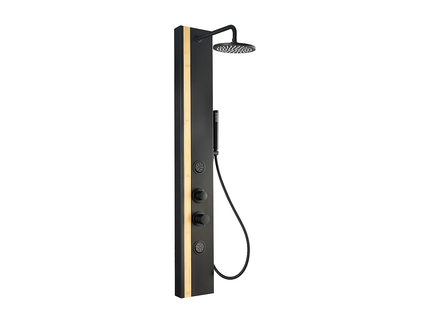 Colonne de douche hydromassante en aluminium et bambou - Mitigeur mécanique - P40 x H140 cm - ORLETA